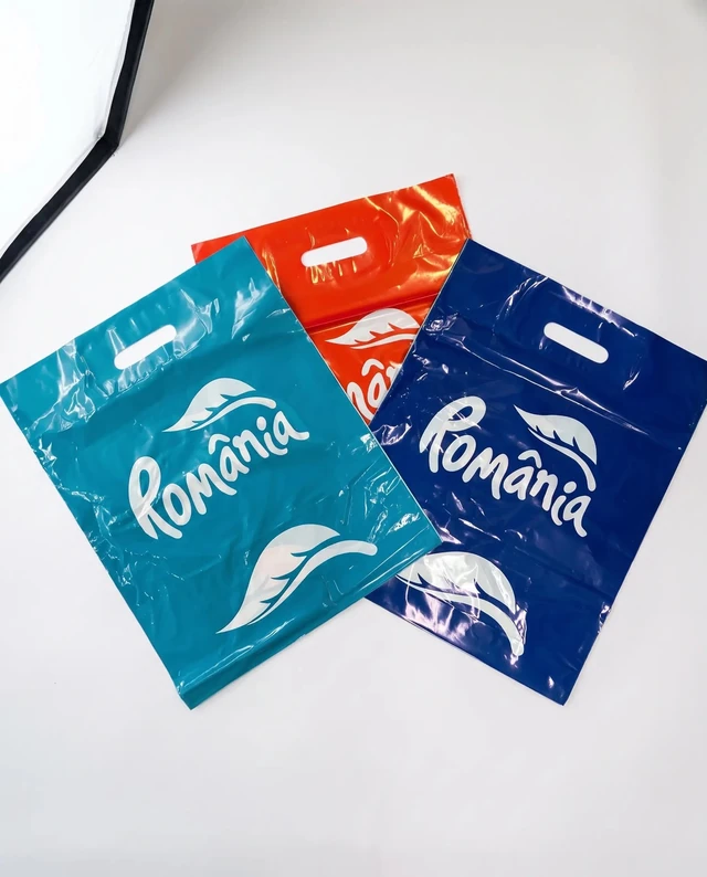 Pungi cu imprimeu România 40 × 50 cm – mâner decupat